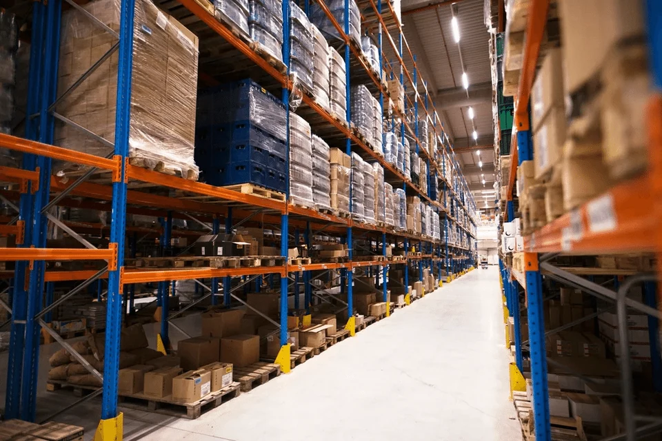 Industrial manufacturing facility with heavy equipment and steel structures